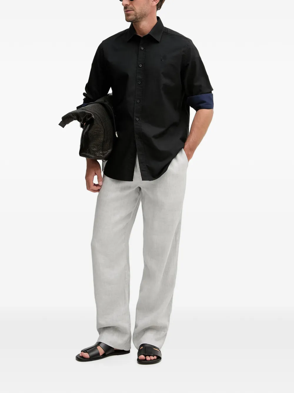 Karl Lagerfeld Katoenen button-down overhemd met geborduurd logo Zwart