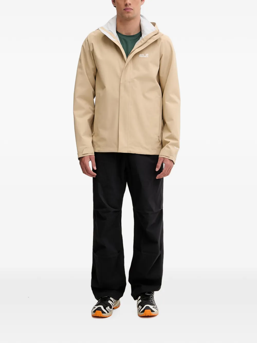 JACK WOLFSKIN Trailtime trainingsjack met capuchon en logo-print Beige