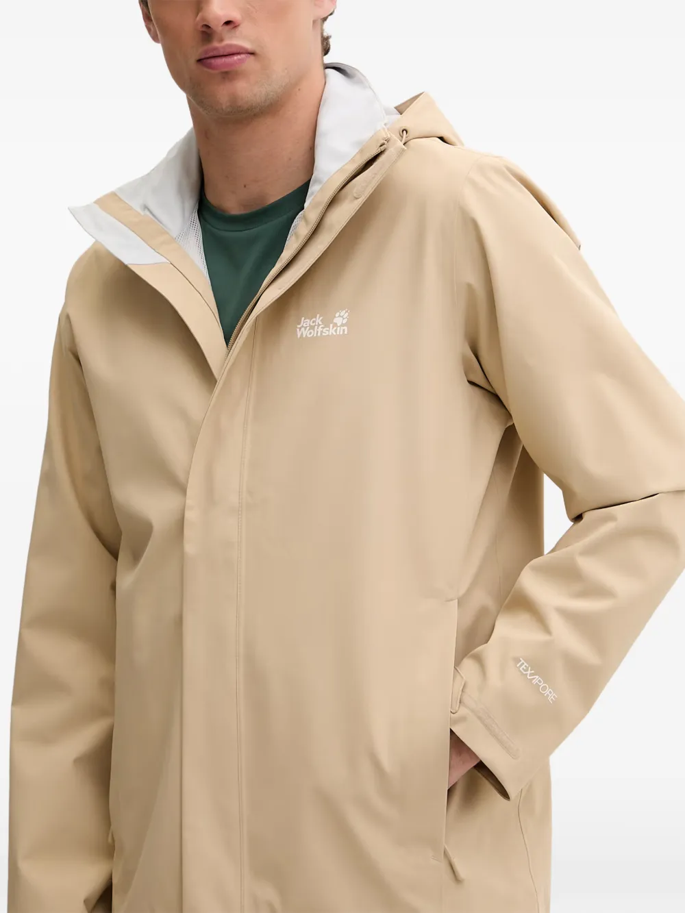 JACK WOLFSKIN Trailtime trainingsjack met capuchon en logo-print Beige