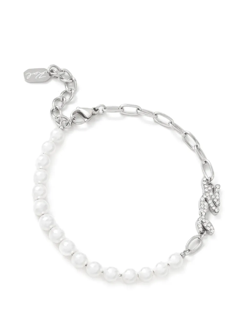 Karl Lagerfeld faux-pearl crystal-embellished bracelet - Argento