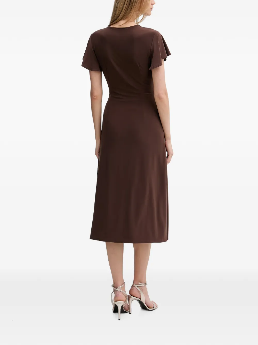 Joseph Ribkoff midi-jurk met gespdetail en wikkelstijl Bruin