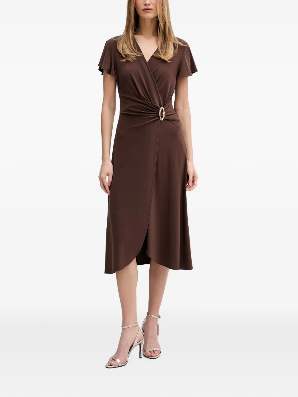 Joseph Ribkoff buckle-detail wrap-style midi dress · 48