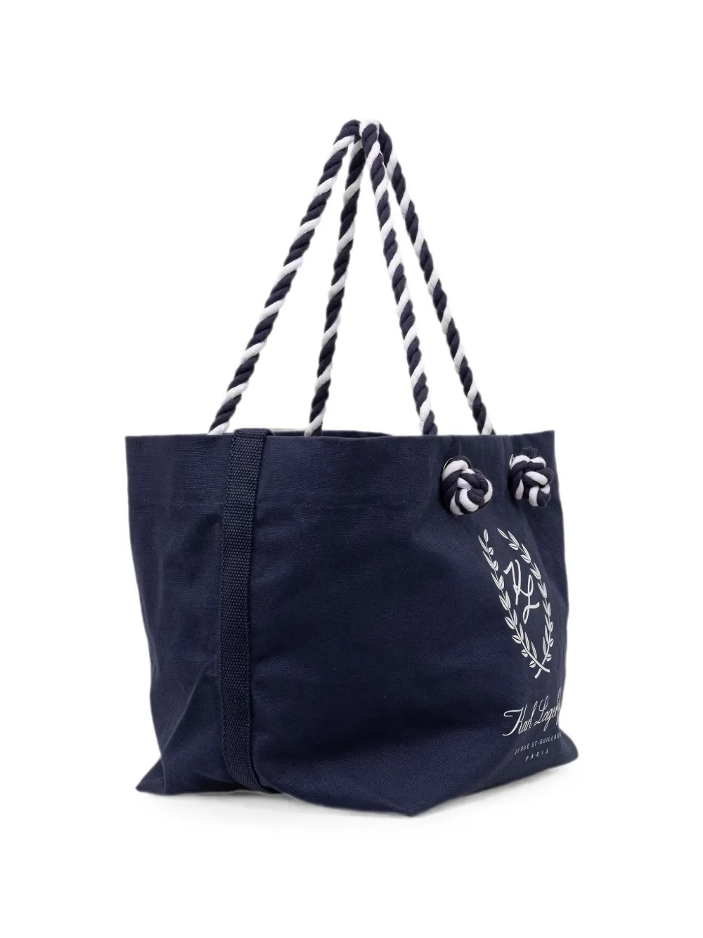 Karl Lagerfeld K Hotel katoenen shopper met logoprint en handvat Blauw