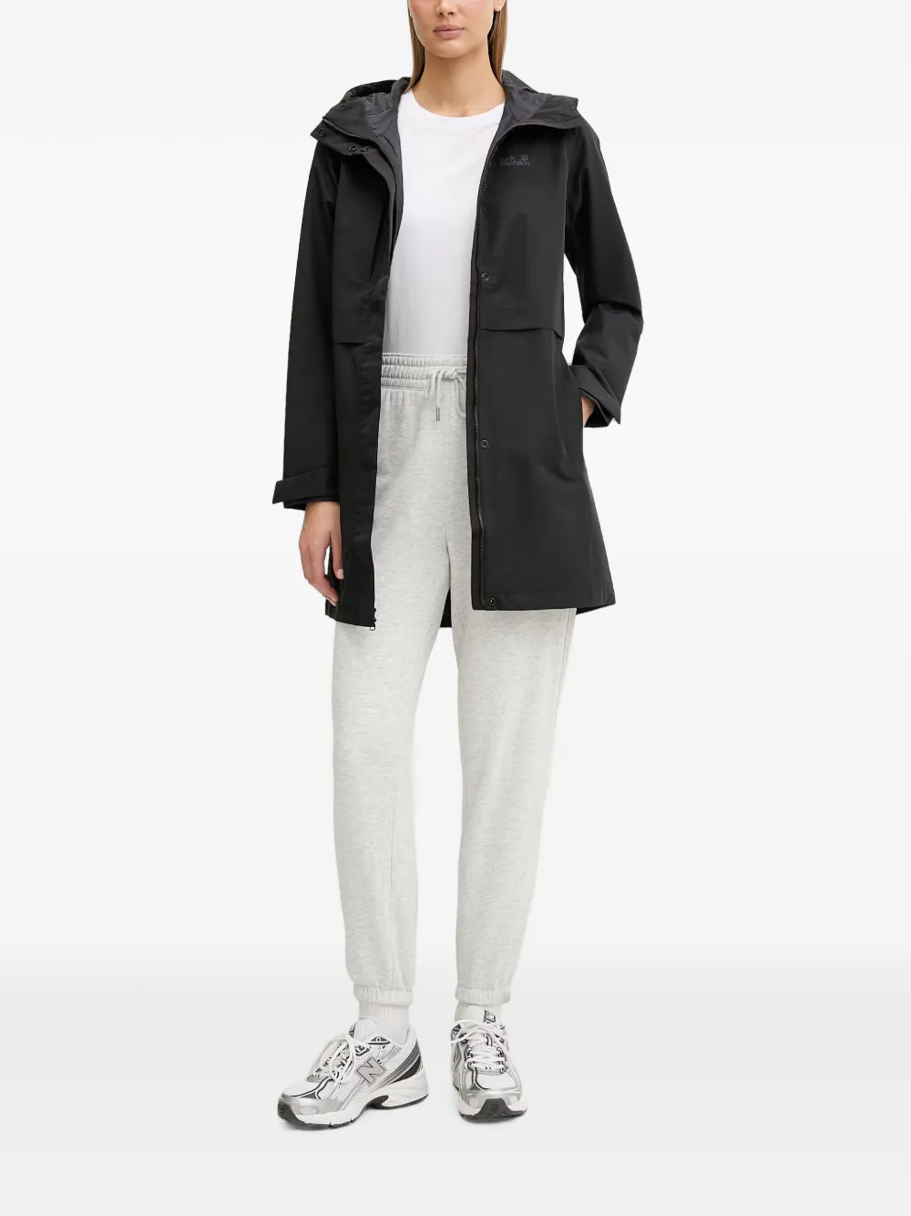 JACK WOLFSKIN Terraview hooded logo-print coat - Nero