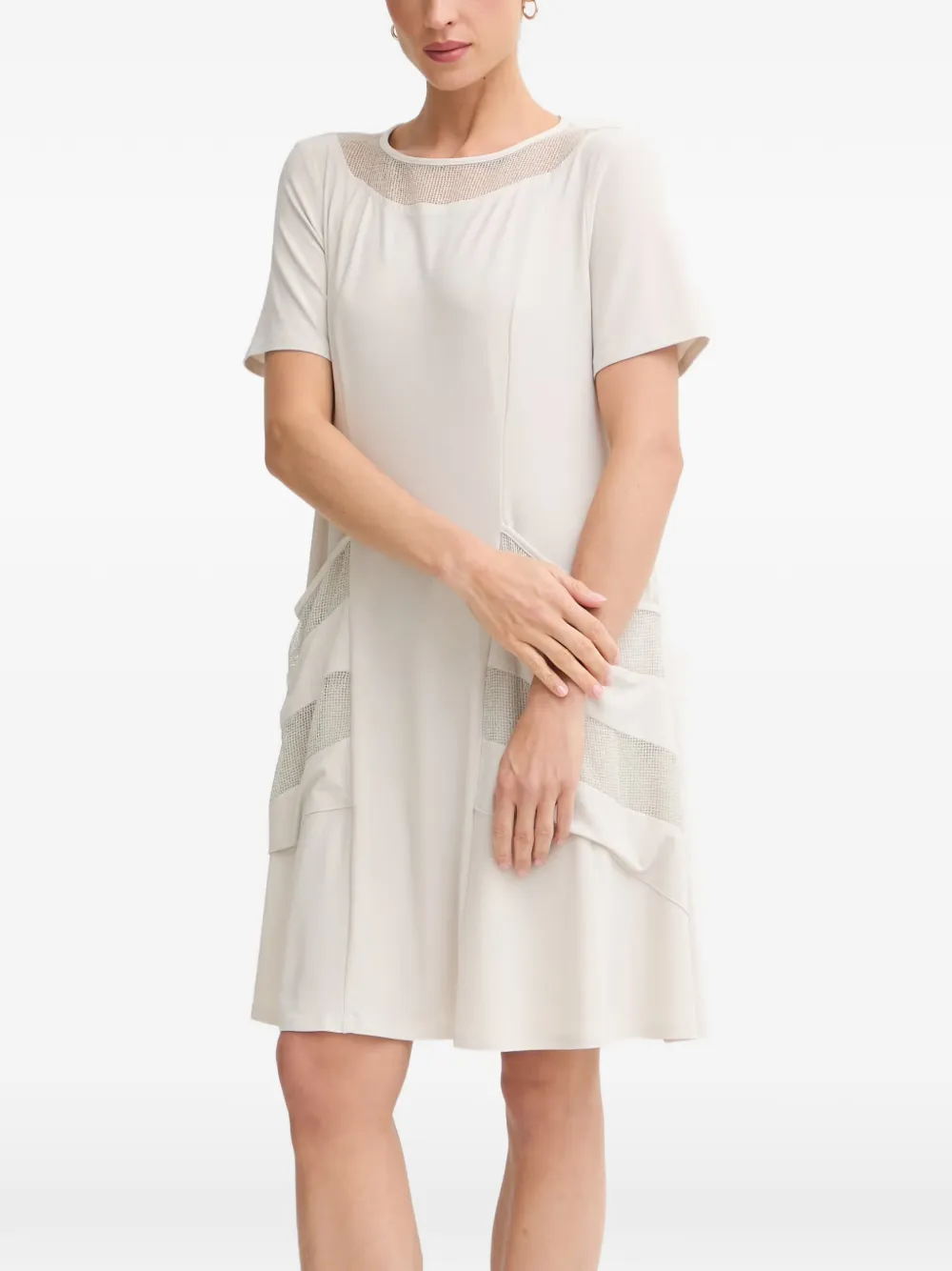 Joseph Ribkoff mesh-panel short-sleeve mini dress - Nude