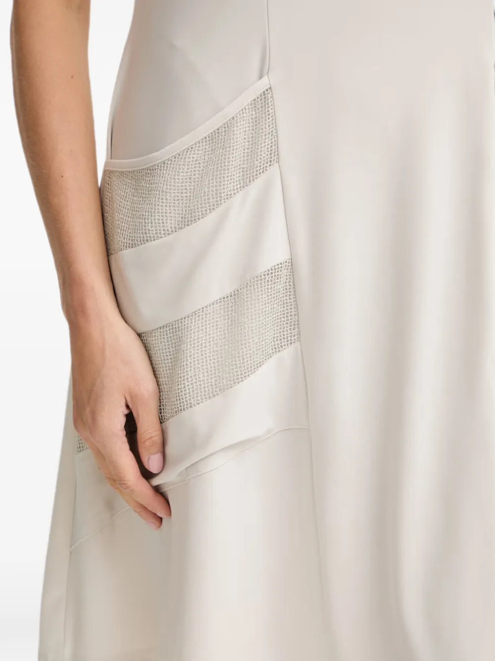 Joseph Ribkoff mini-jurk met mesh vlak en korte mouwen Beige