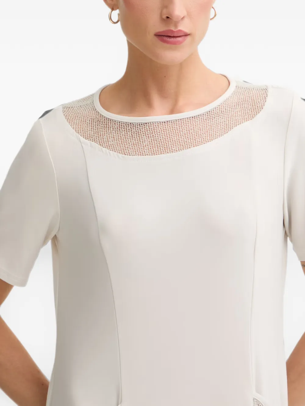 Joseph Ribkoff mini-jurk met mesh vlak en korte mouwen Beige