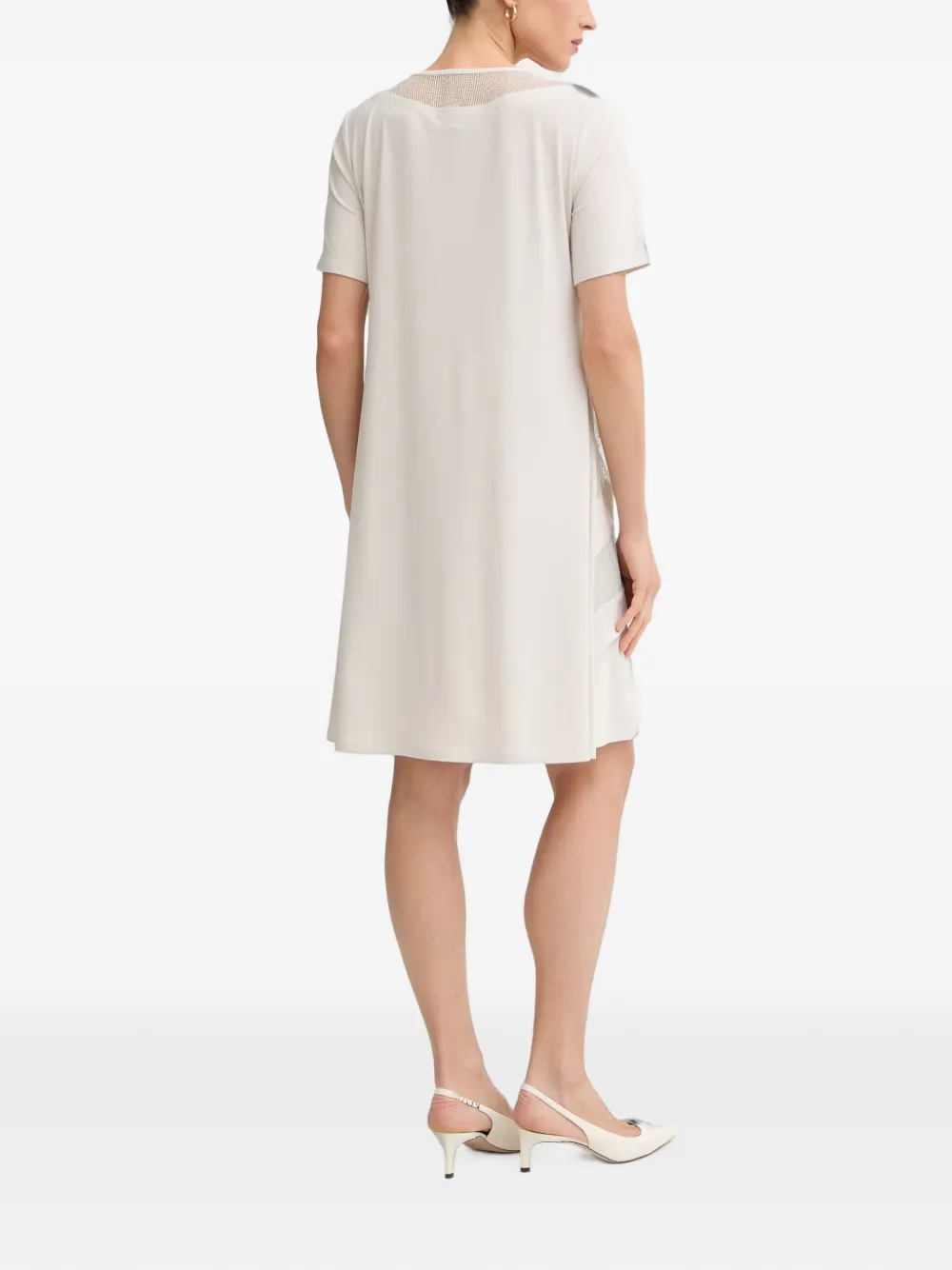 Joseph Ribkoff mini-jurk met mesh vlak en korte mouwen Beige