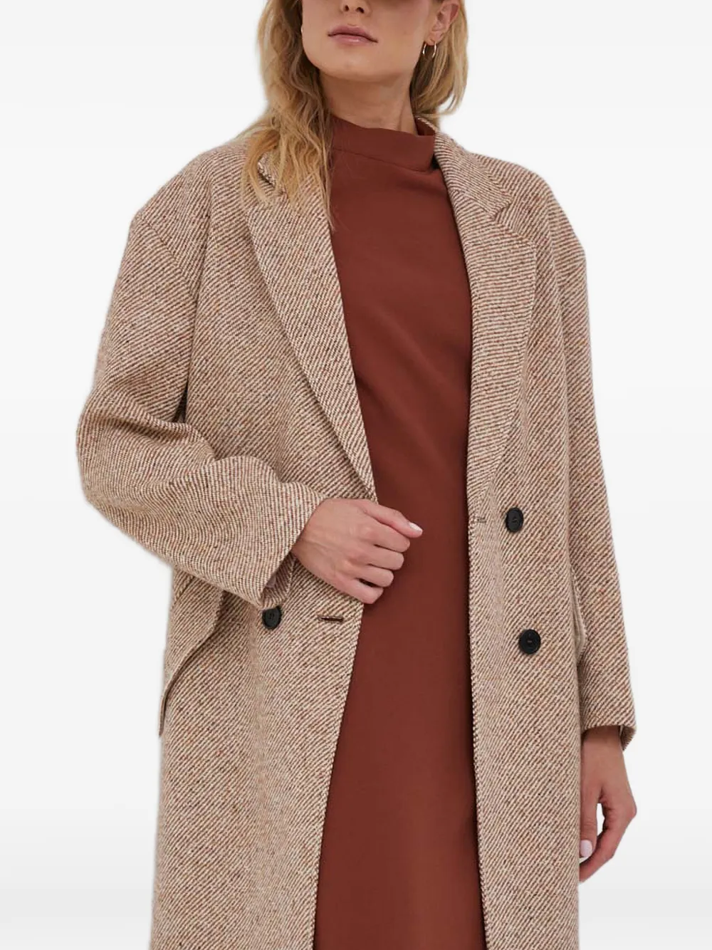 Joop Herringbone Double-breasted Coat In Neutral