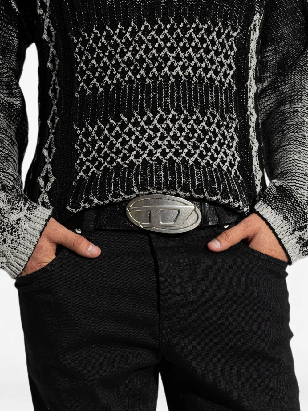Diesel B-1DR 2.0 leren riem Zwart