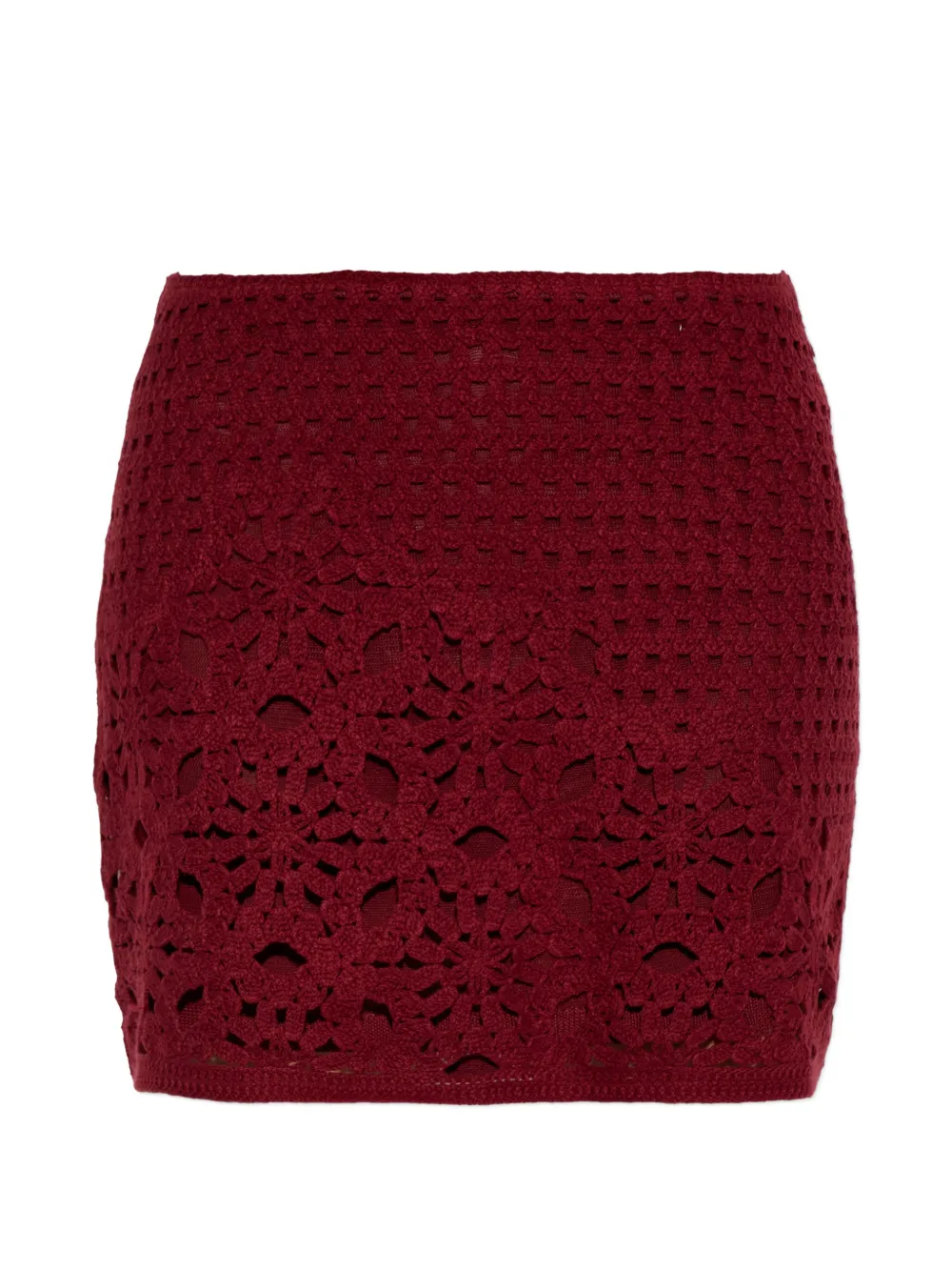 FRAME Postcard crochet-knit floral-pattern skirt - Rosso
