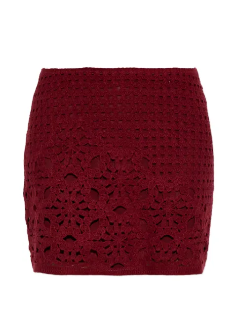 FRAME Postcard crochet-knit floral-pattern skirt