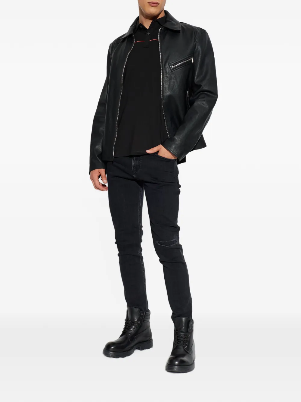 Diesel 1979 Sleenker gerafelde skinny jeans Zwart