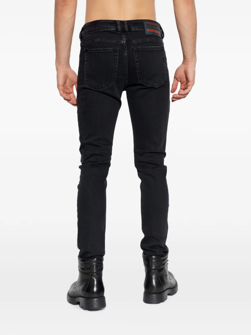 Diesel 1979 Sleenker gerafelde skinny jeans Zwart