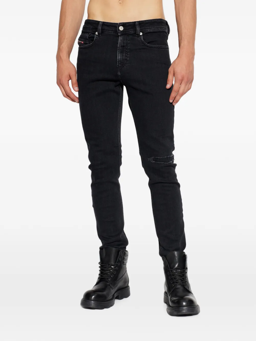 Diesel 1979 Sleenker gerafelde skinny jeans Zwart