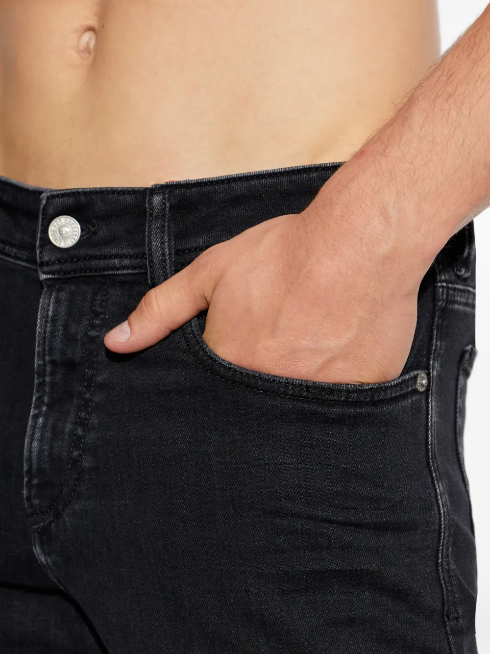 Diesel 1979 Sleenker gerafelde skinny jeans Zwart