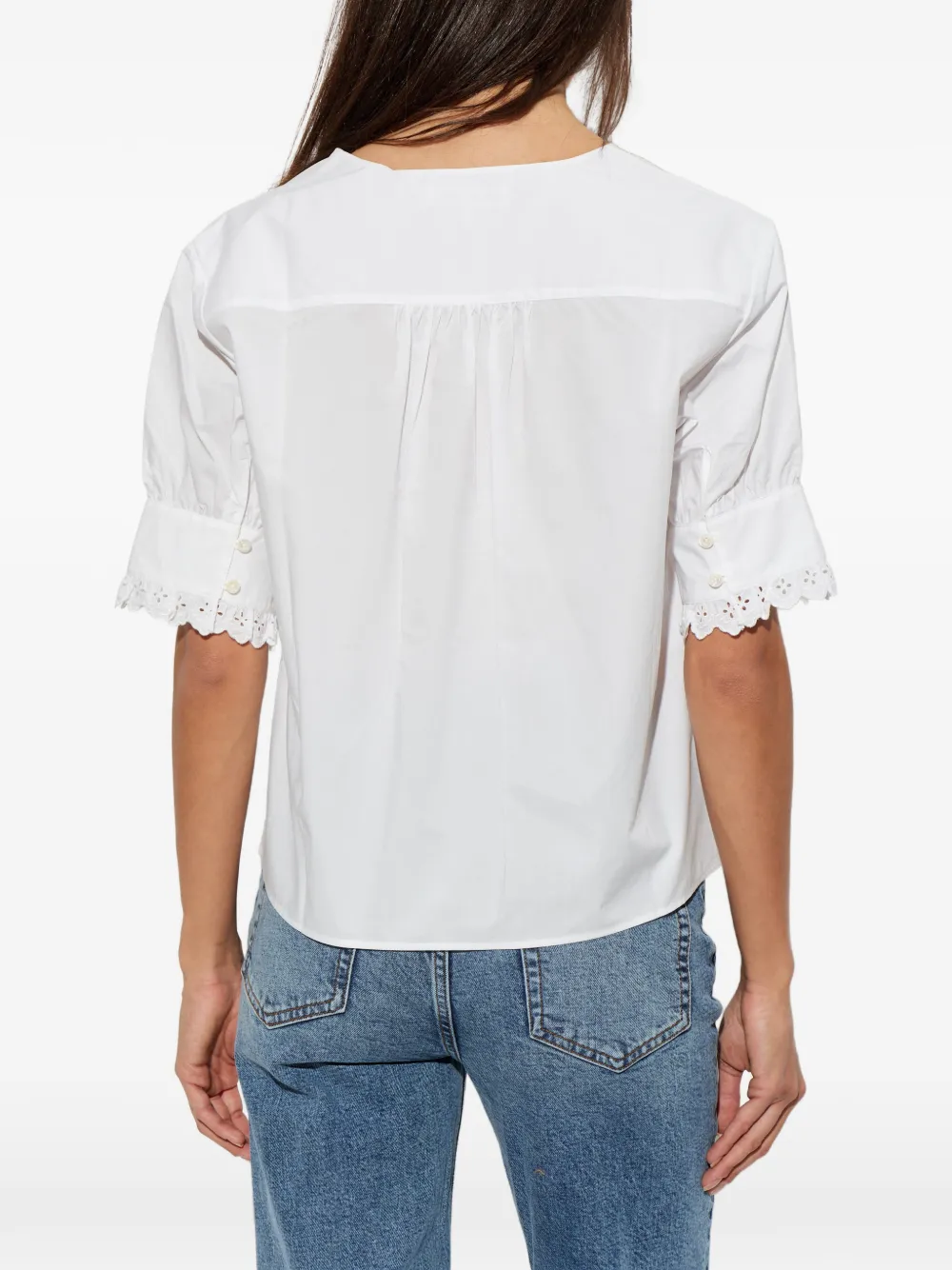 FRAME Keepsake broderie anglaise top met V-hals Wit