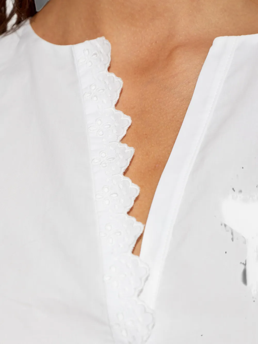 FRAME Keepsake broderie anglaise top met V-hals Wit