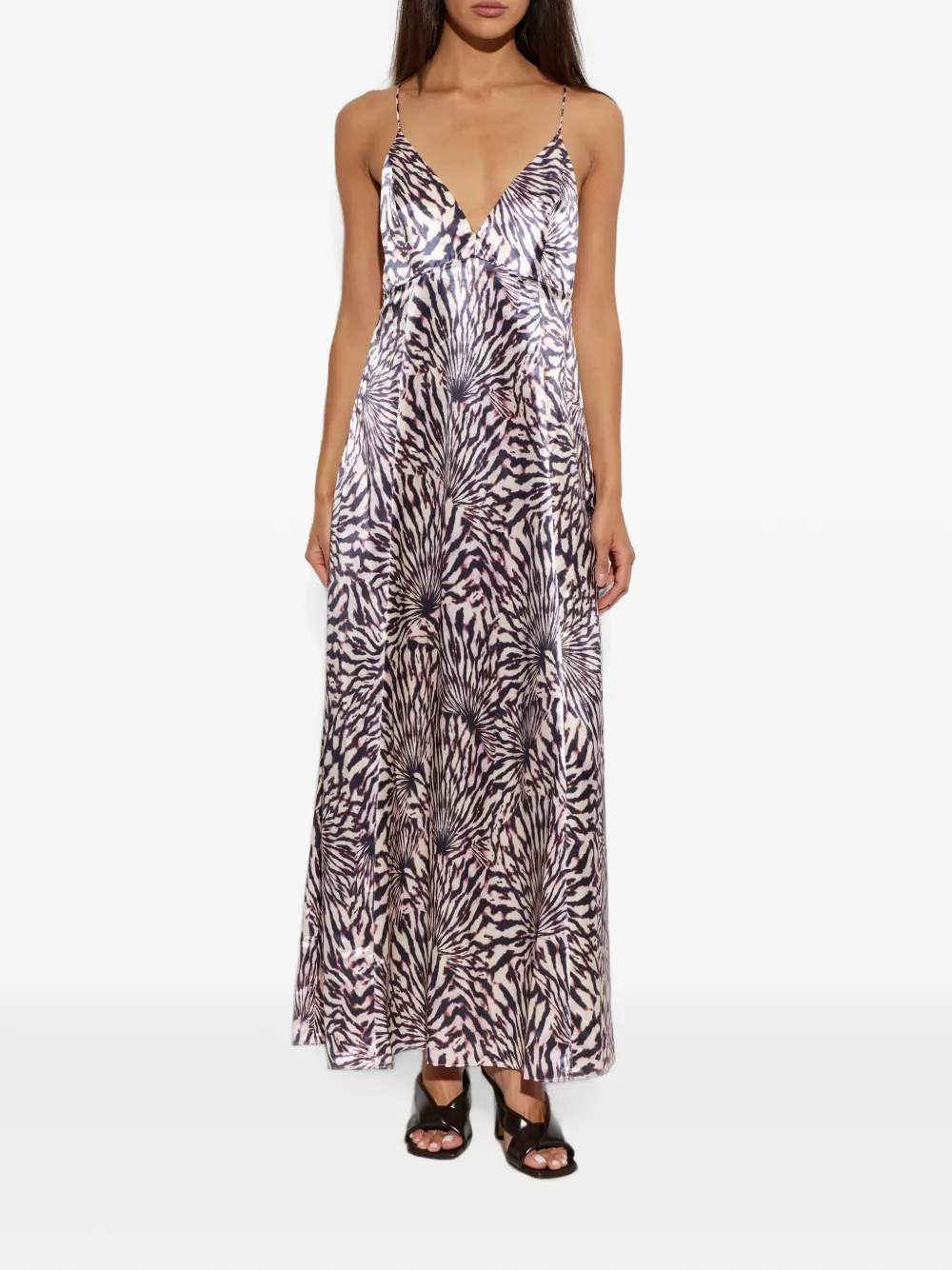 Ulla Johnson Maxi-jurk met abstracte print en open achterkant Beige