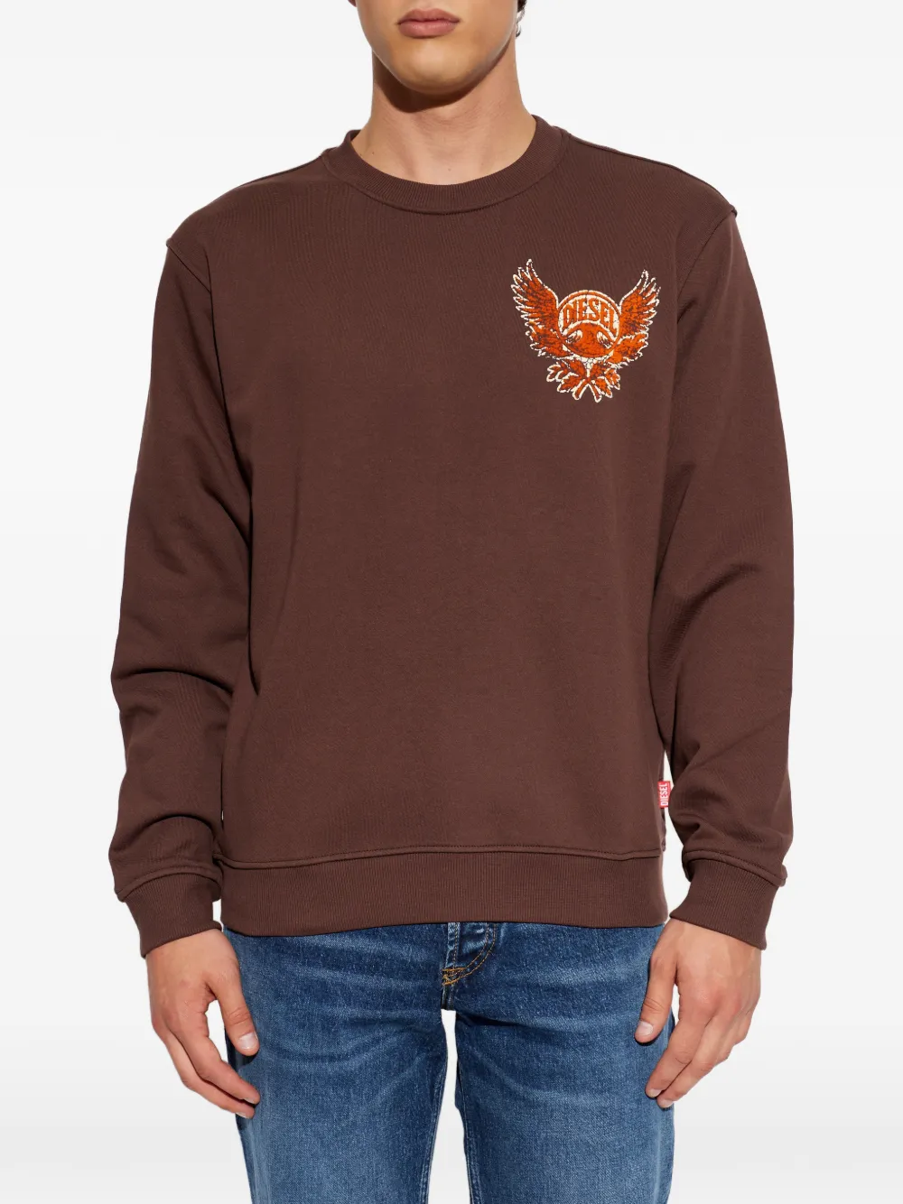 Diesel S-Norm-AA2 sweater met grafische print Bruin