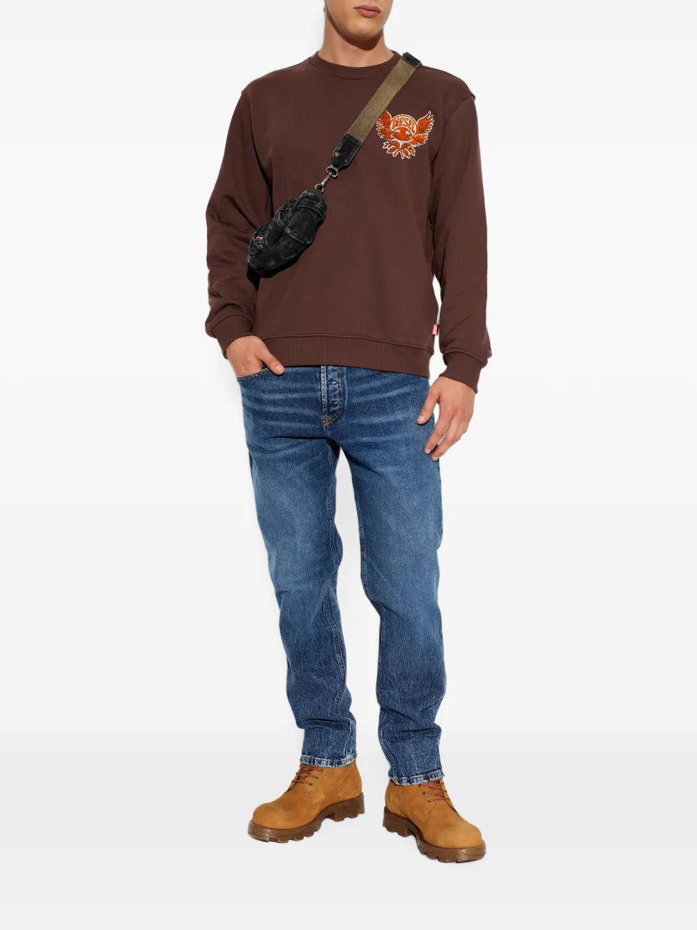 Diesel S-Norm-AA2 sweater met grafische print Bruin