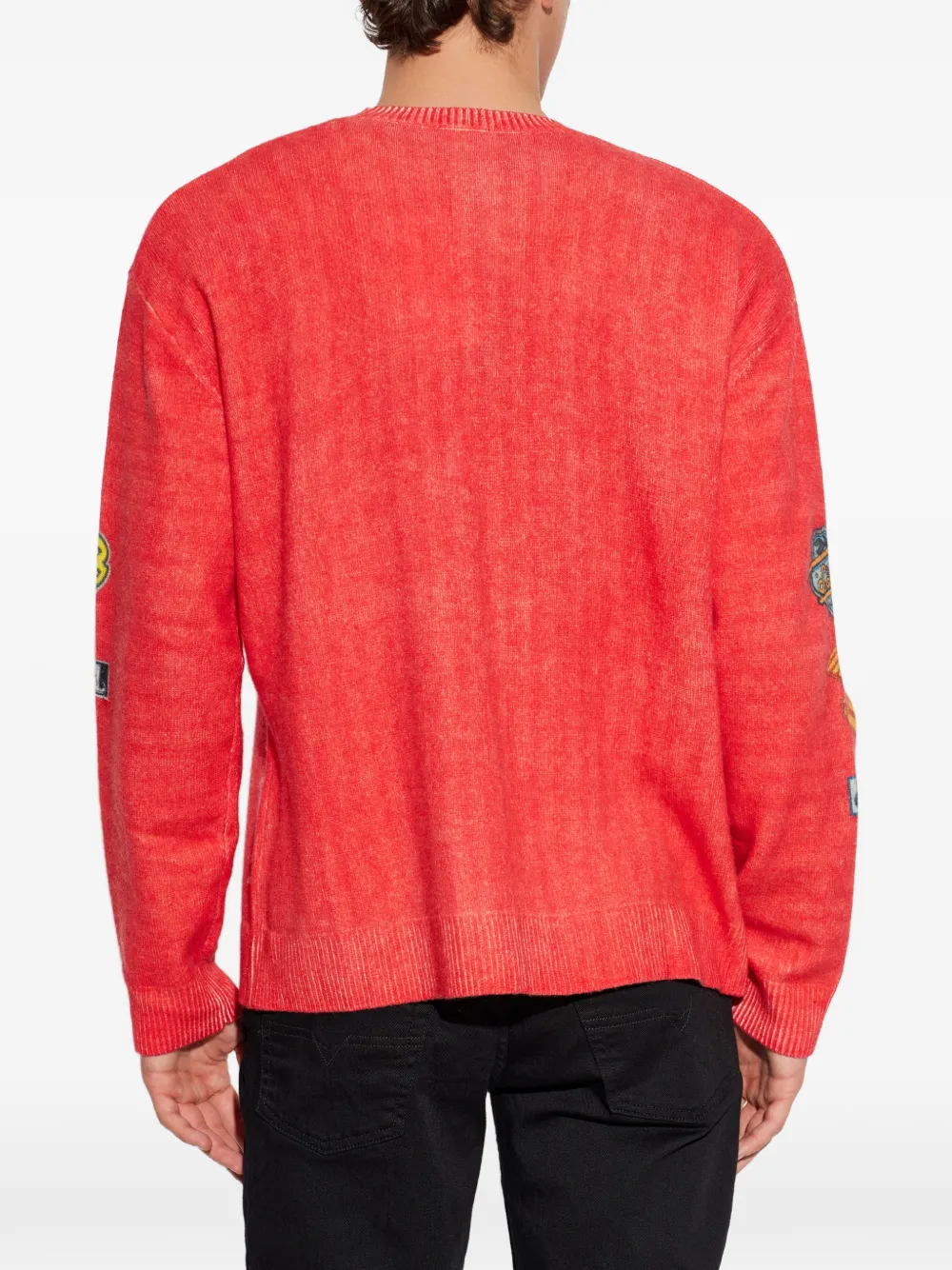 Diesel Trui met ronde hals en patchdetail Rood