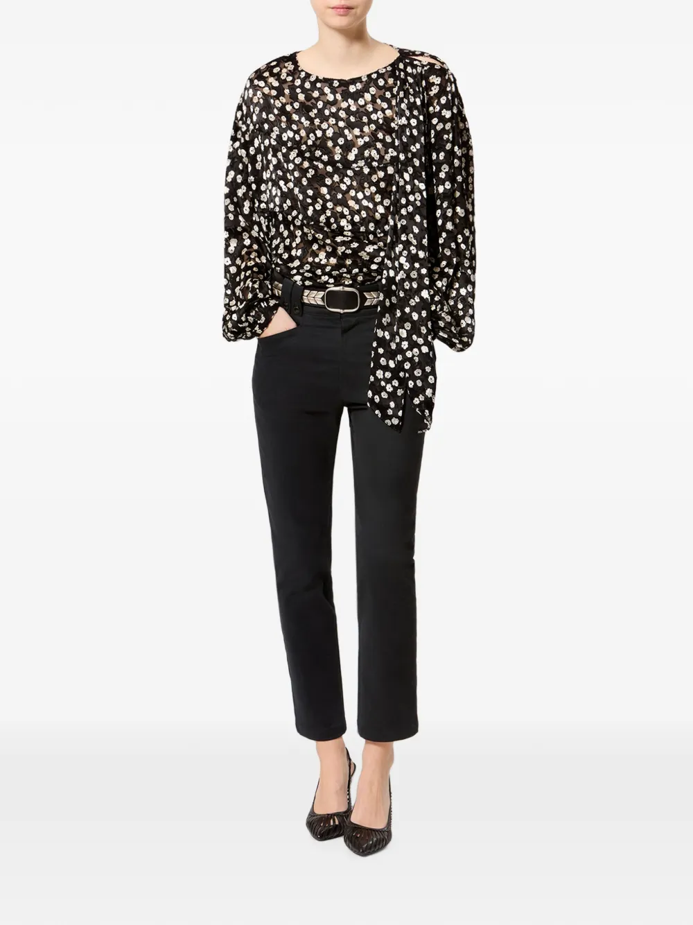 ISABEL MARANT Firma zijden blouse met print Zwart