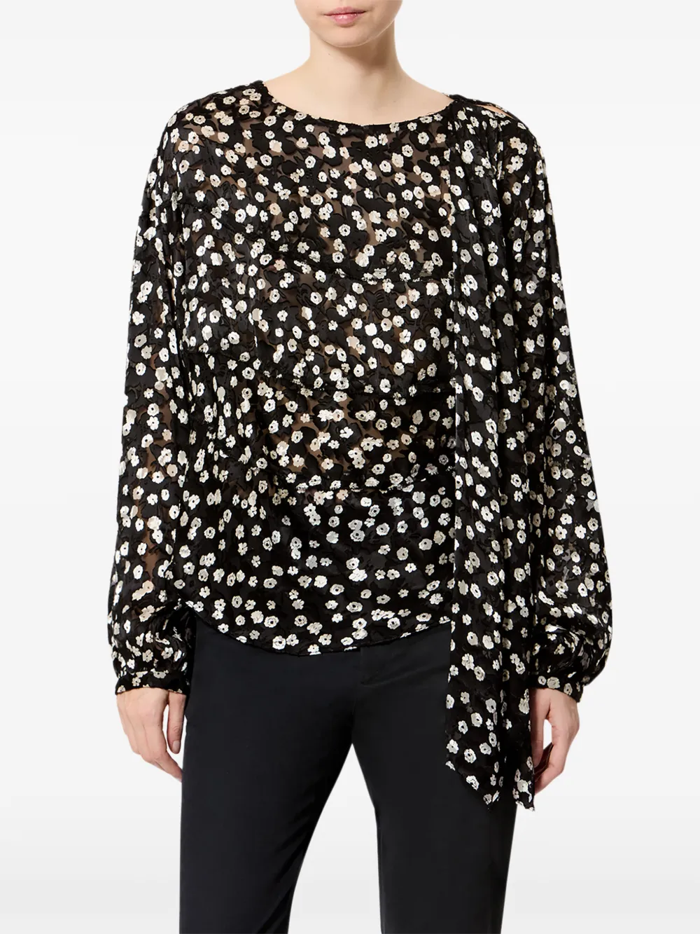 ISABEL MARANT Firma zijden blouse met print Zwart
