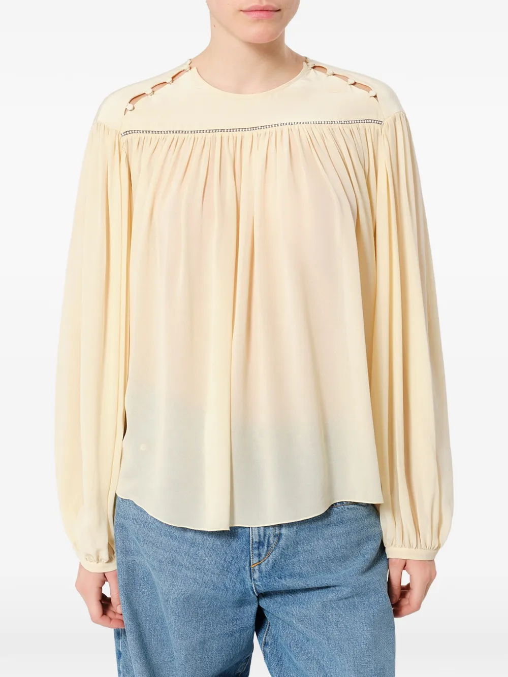 ISABEL MARANT Nuna zijden blouse Beige