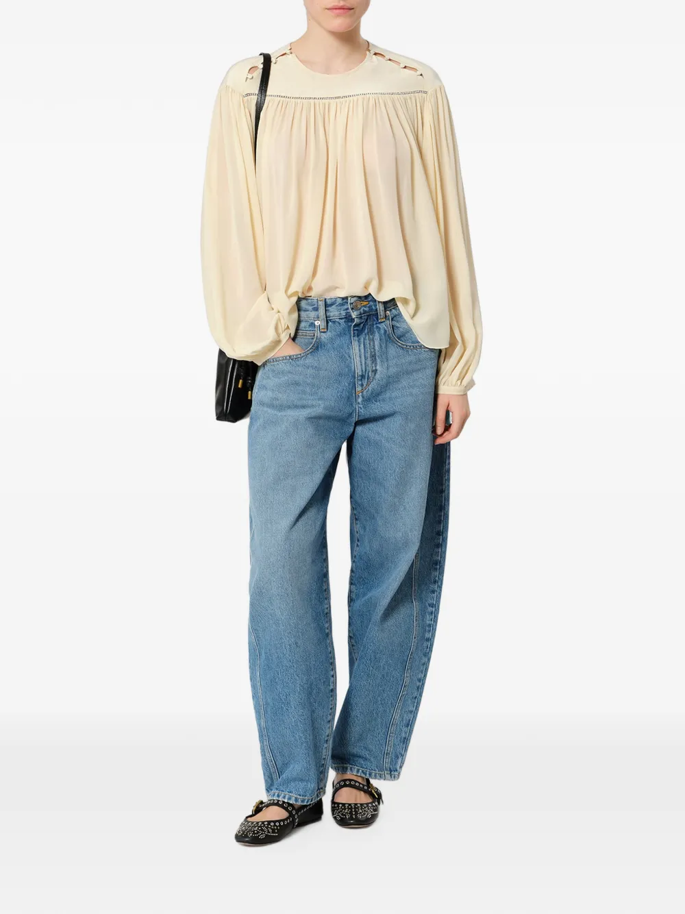 ISABEL MARANT Nuna zijden blouse Beige