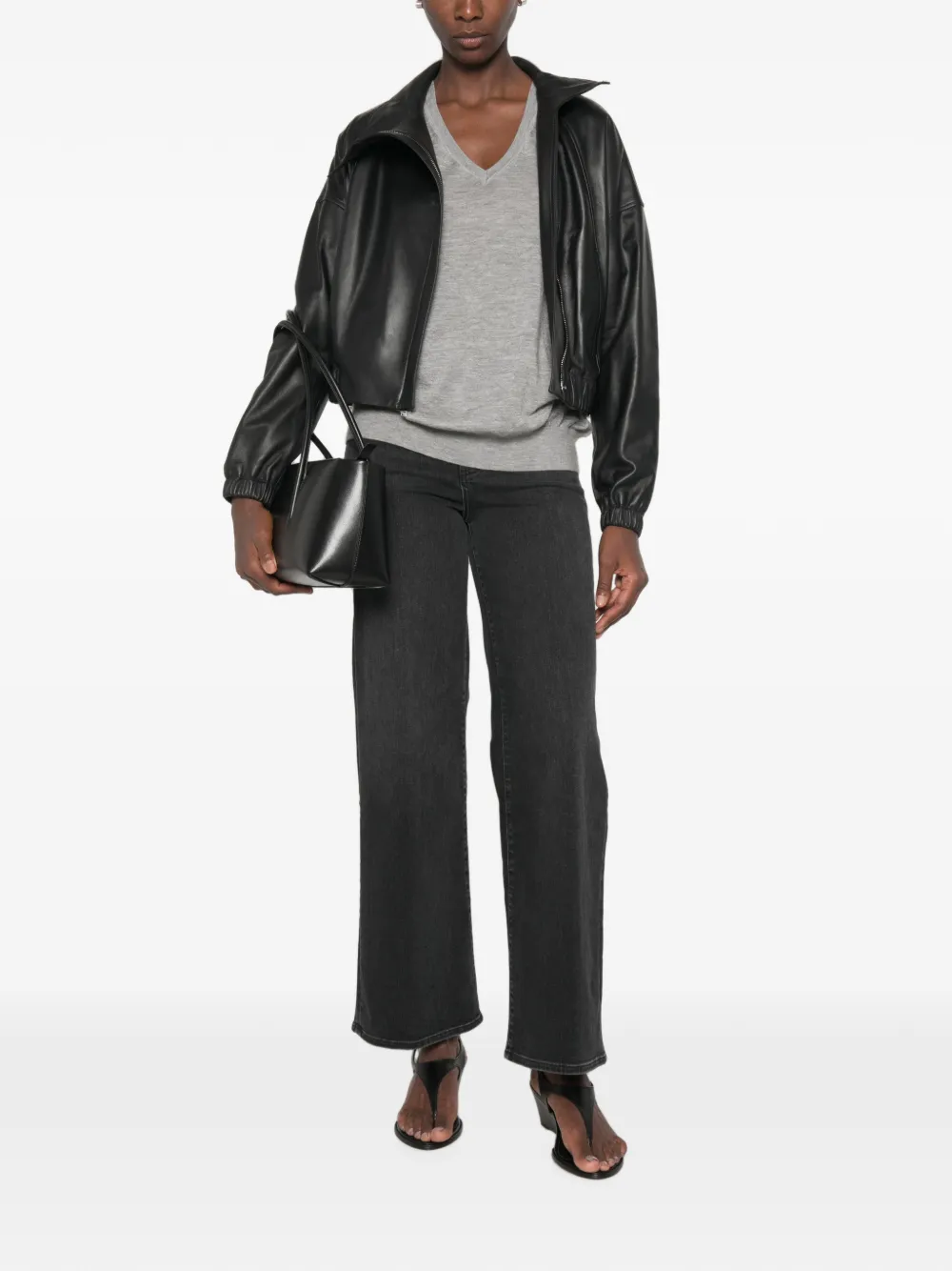FRAME The Crinkle trui met V-hals Grijs