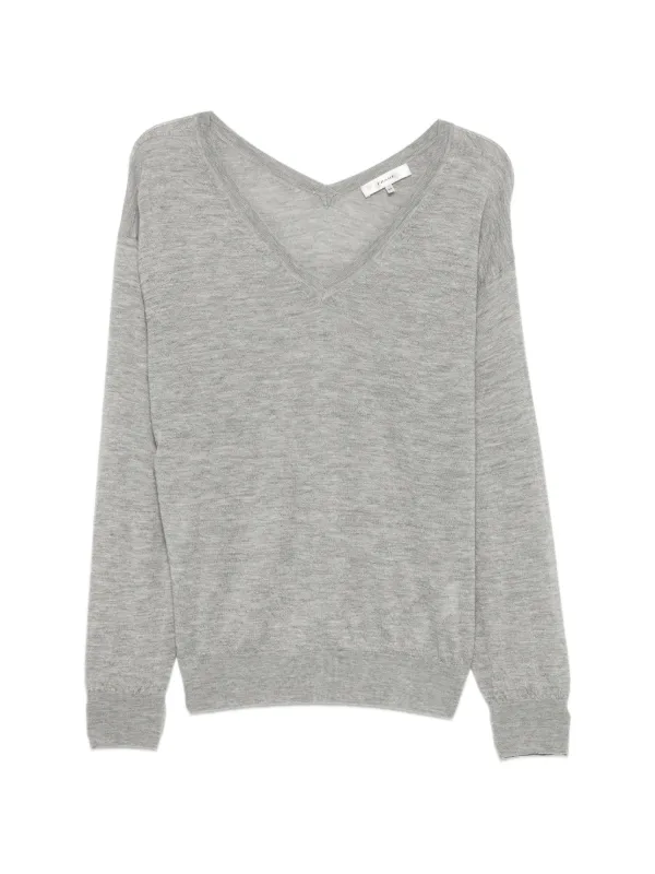 Frame The Crinkle V-neck Sweater in Grey