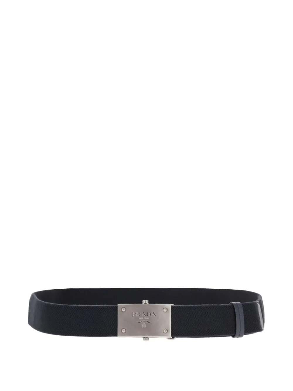 Prada logo-plaque woven belt - Blu