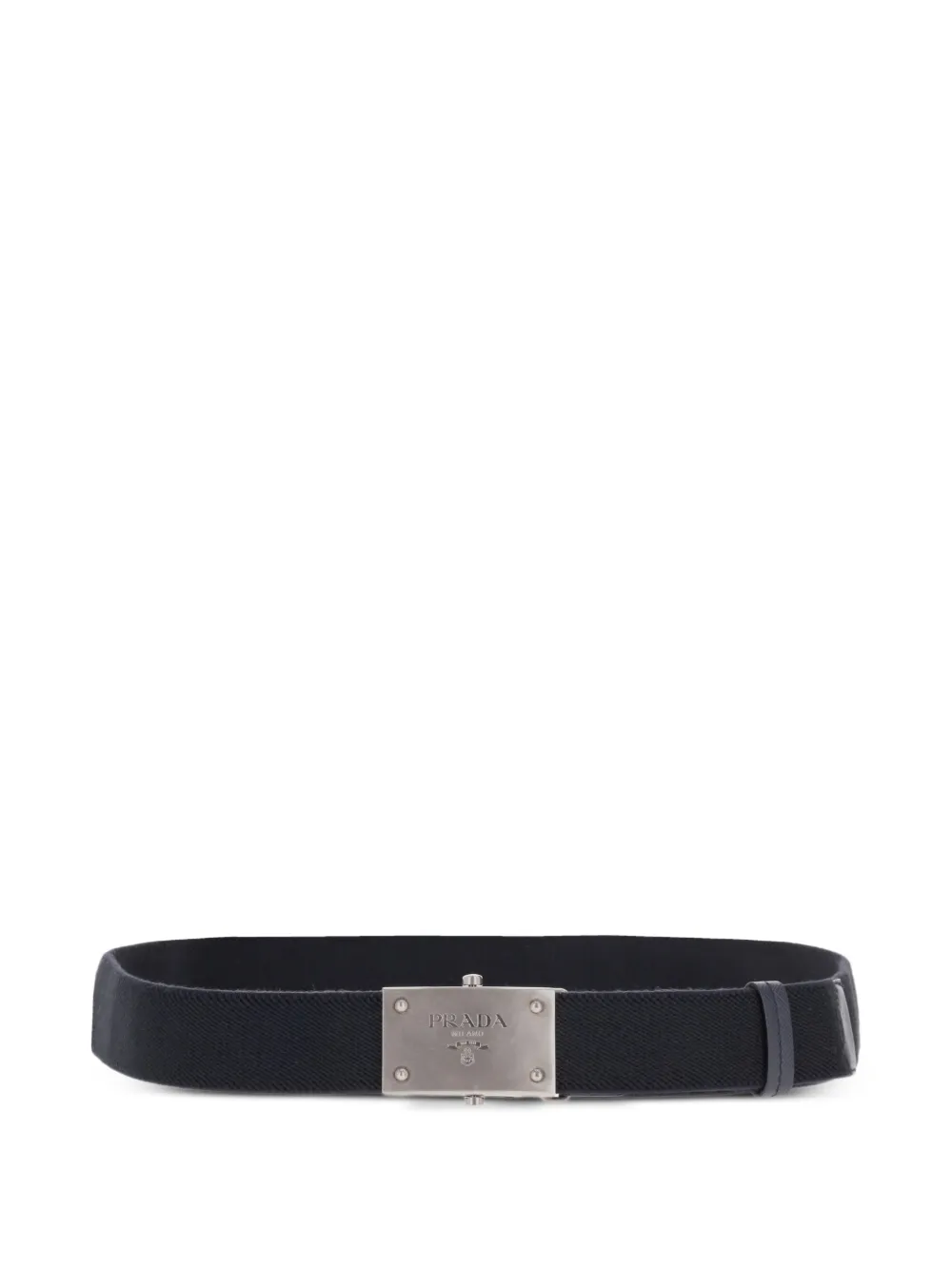 Prada logo-plaque woven belt - Blau