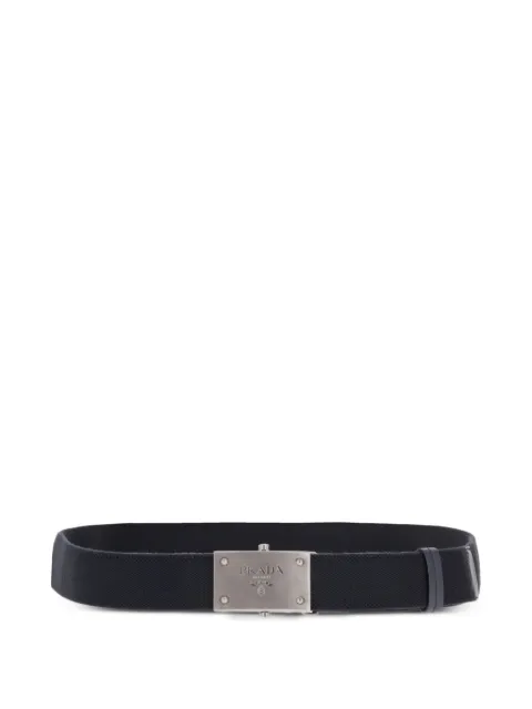 Prada logo-plaque woven belt