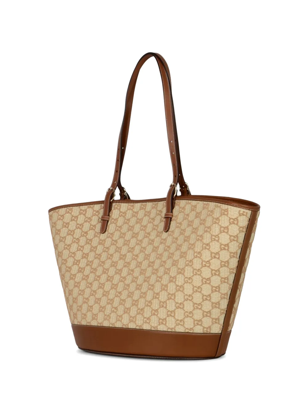Gucci Woven Large Tote Bag in Neutrals, view 3