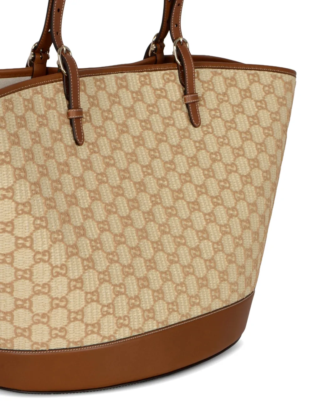 Gucci Woven Large Tote Bag in Neutrals, view 4