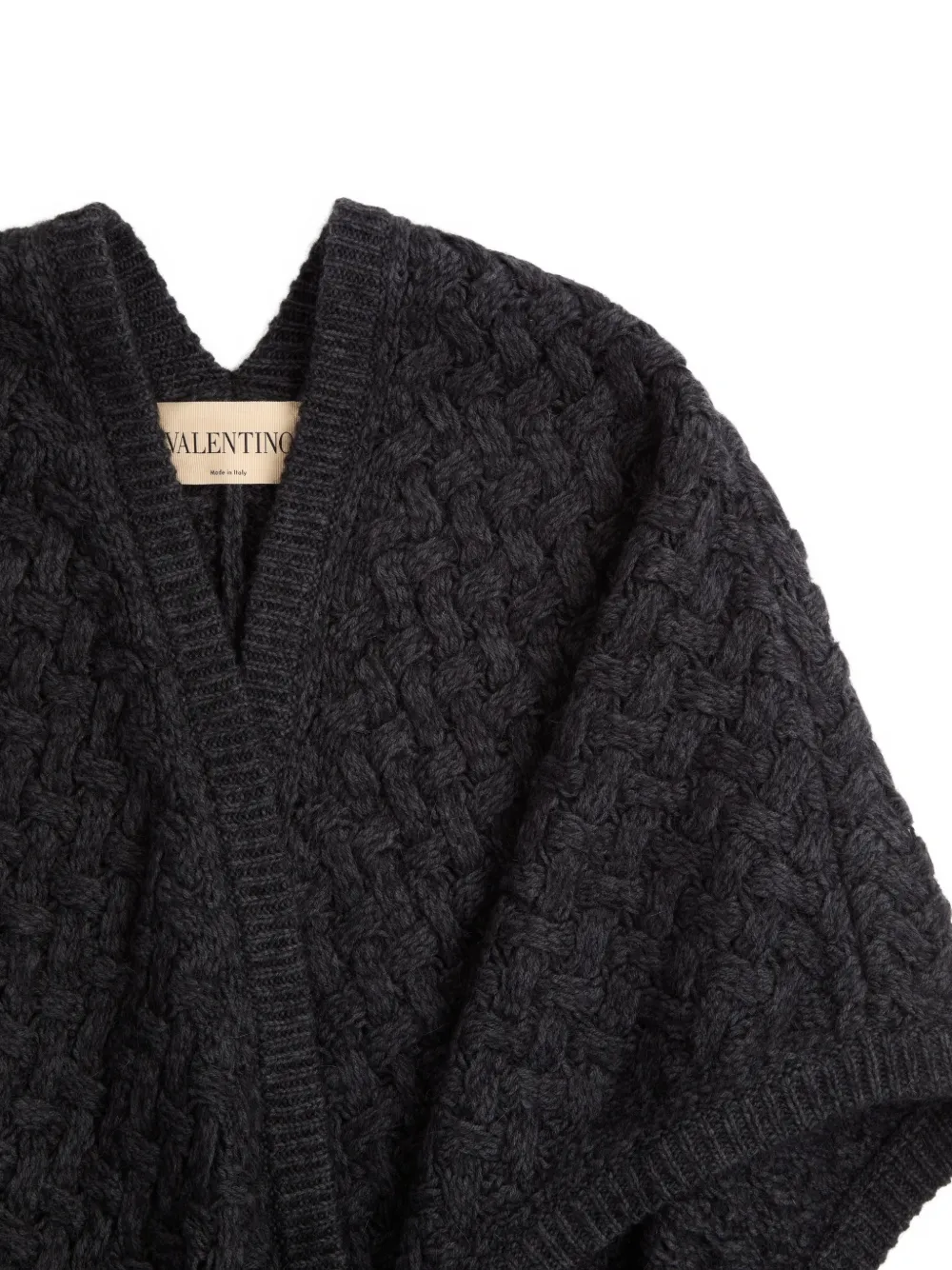 Valentino Garavani Wollen en mohair poncho Grijs