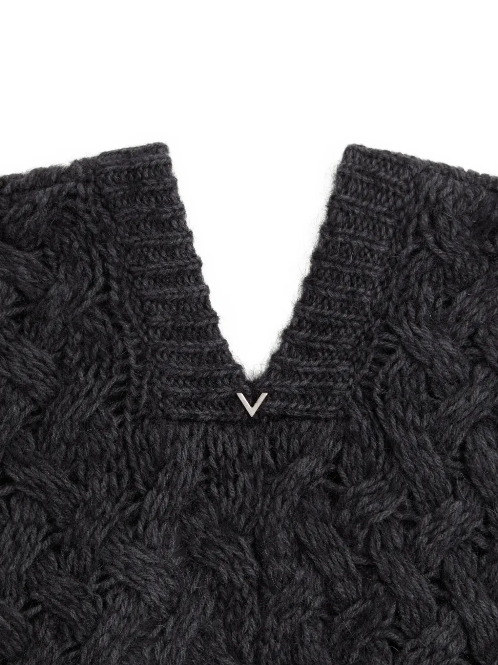 Valentino Garavani Wollen en mohair poncho Grijs