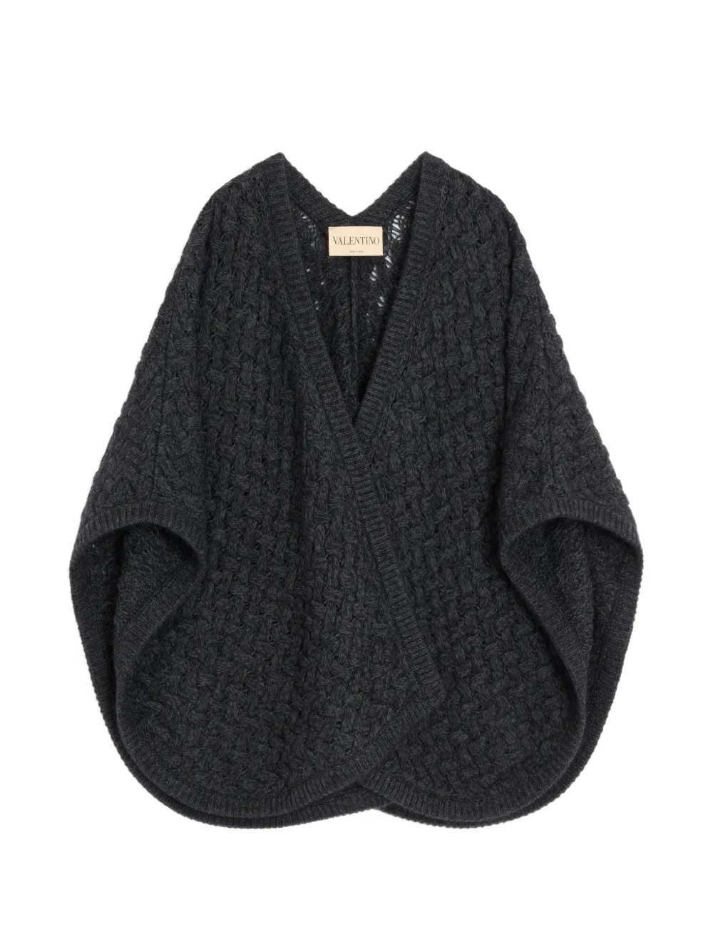 Valentino Garavani Wollen en mohair poncho Grijs