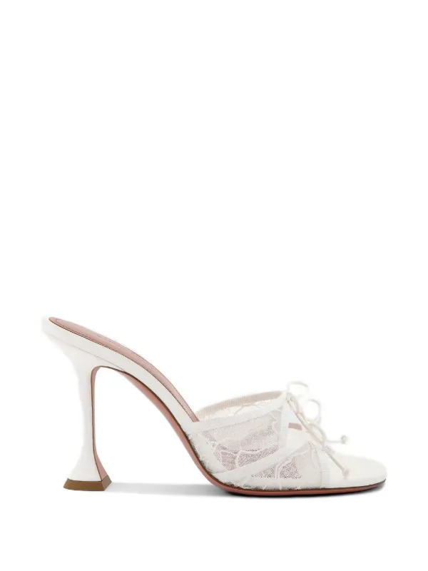 Amina Muaddi Eleonora Lace Sandals in White