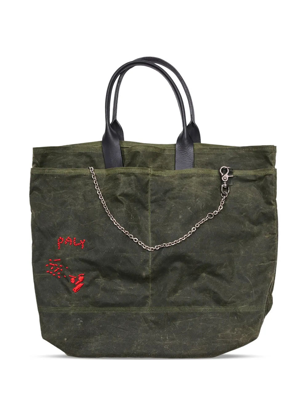 Paly U BROKE ME WAXED canvas chain-detail tote bag - Verde
