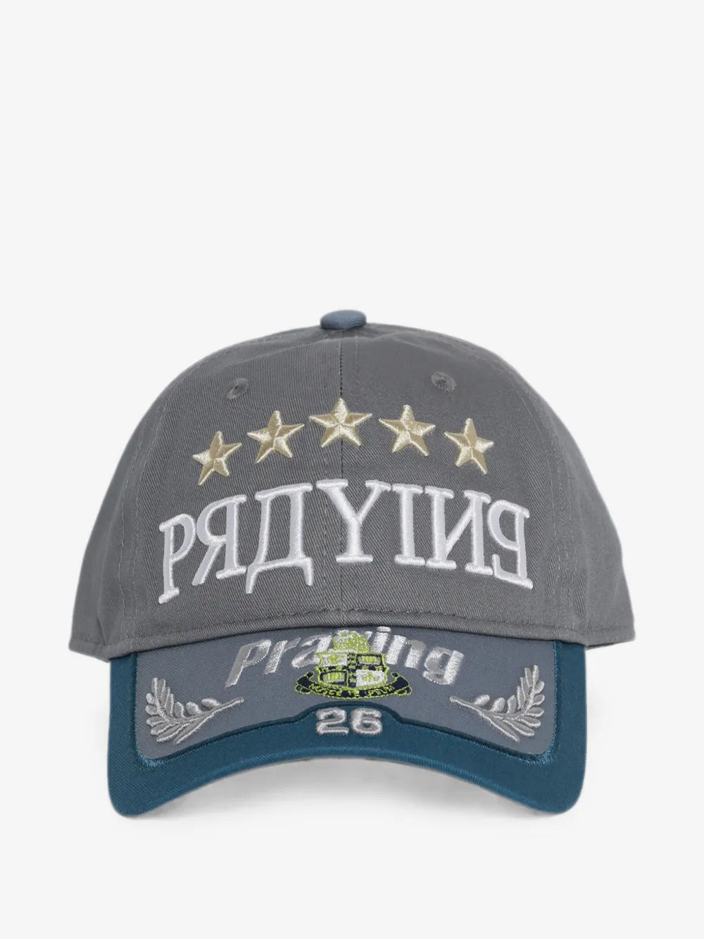 Praying Russian logo-embroidered baseball cap | Grey | Image 1