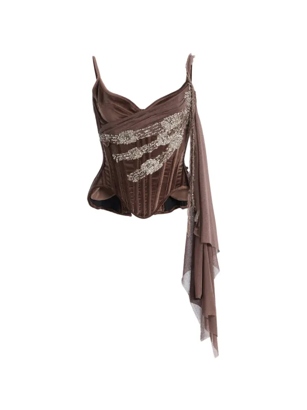 Wiederhoeft Salon Crystal-embellishment Top in Brown