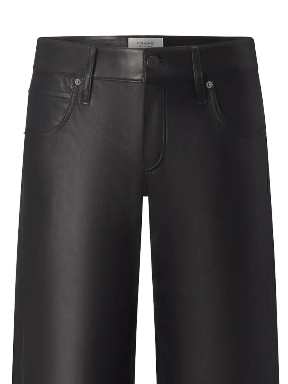 FRAME Leo Leather Trousers in Black, view 2