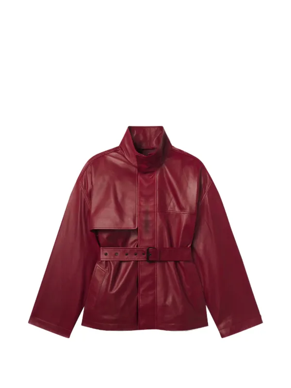 Frame Alexandra Leather Jacket in Red