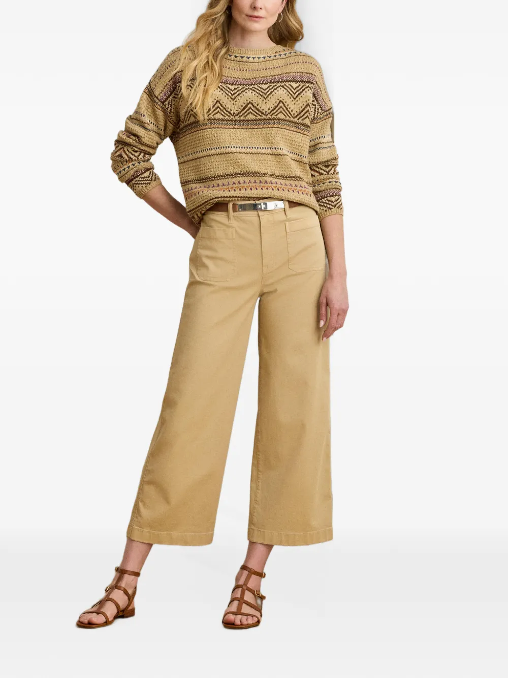 Lauren Ralph Lauren Stretch-chino broek met wijde pijpen Beige