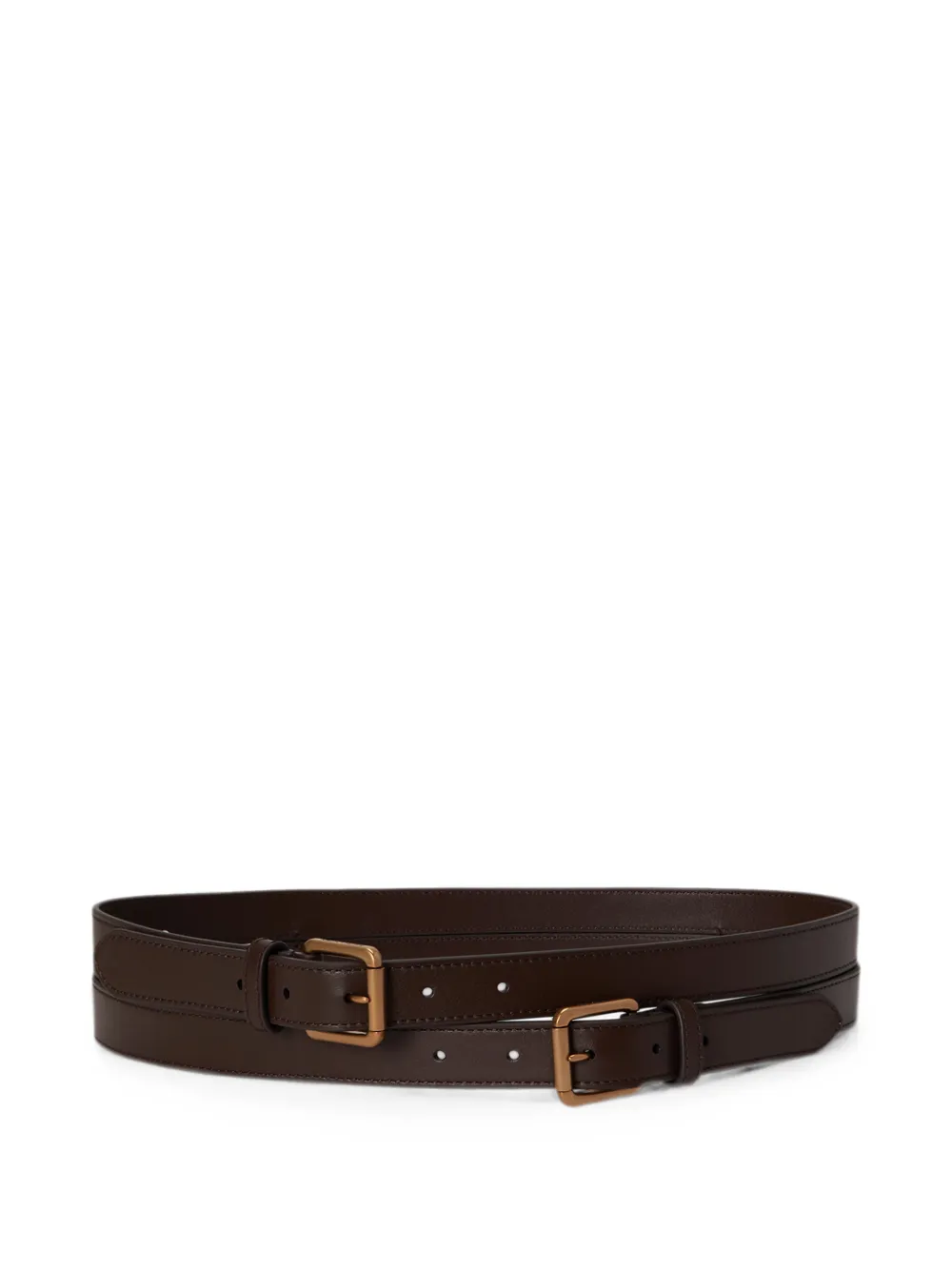 Lauren Ralph Lauren double-buckle stacked belt - Marrone