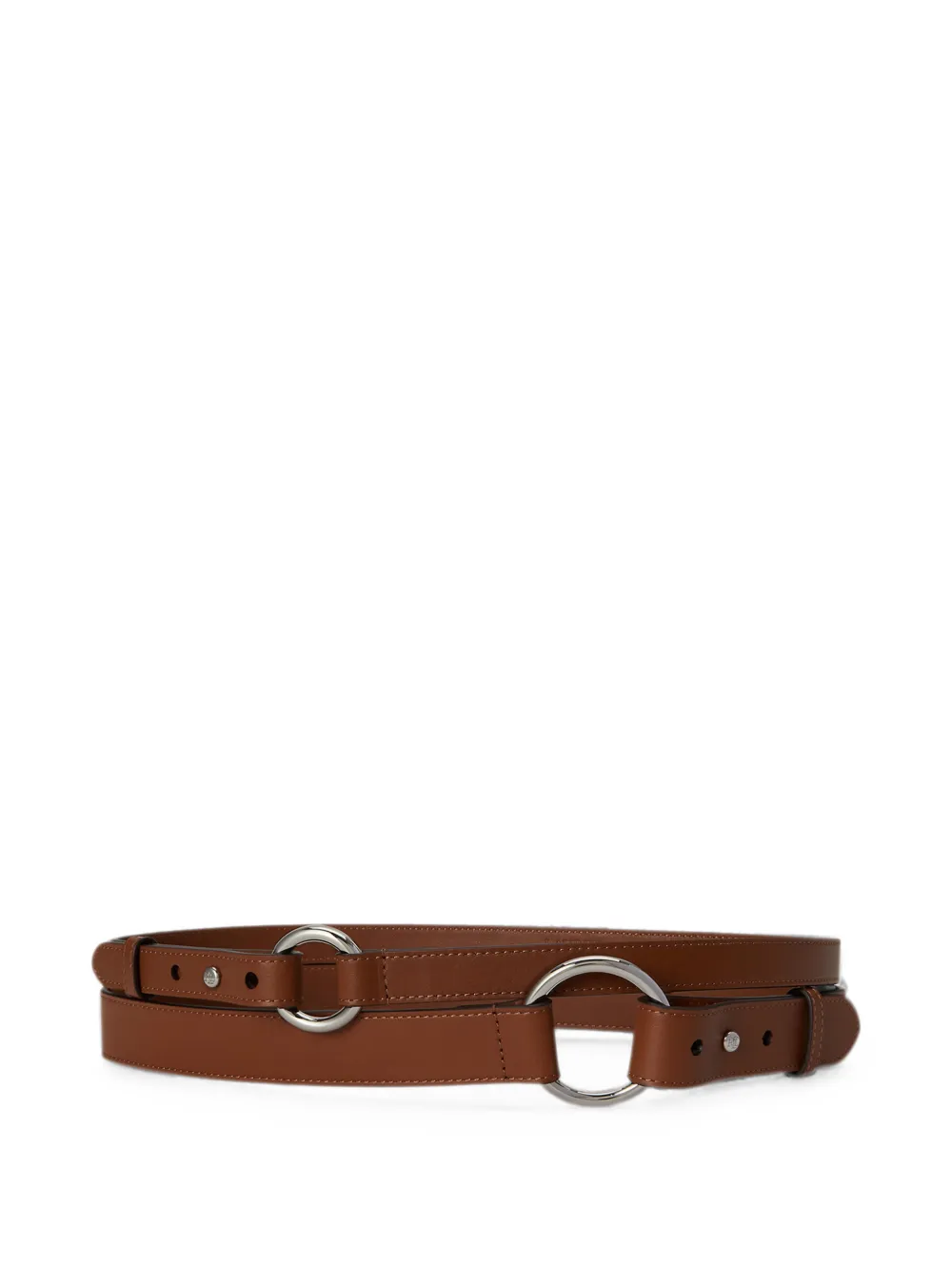 Lauren Ralph Lauren O-ring stacked leather belt - Marrone