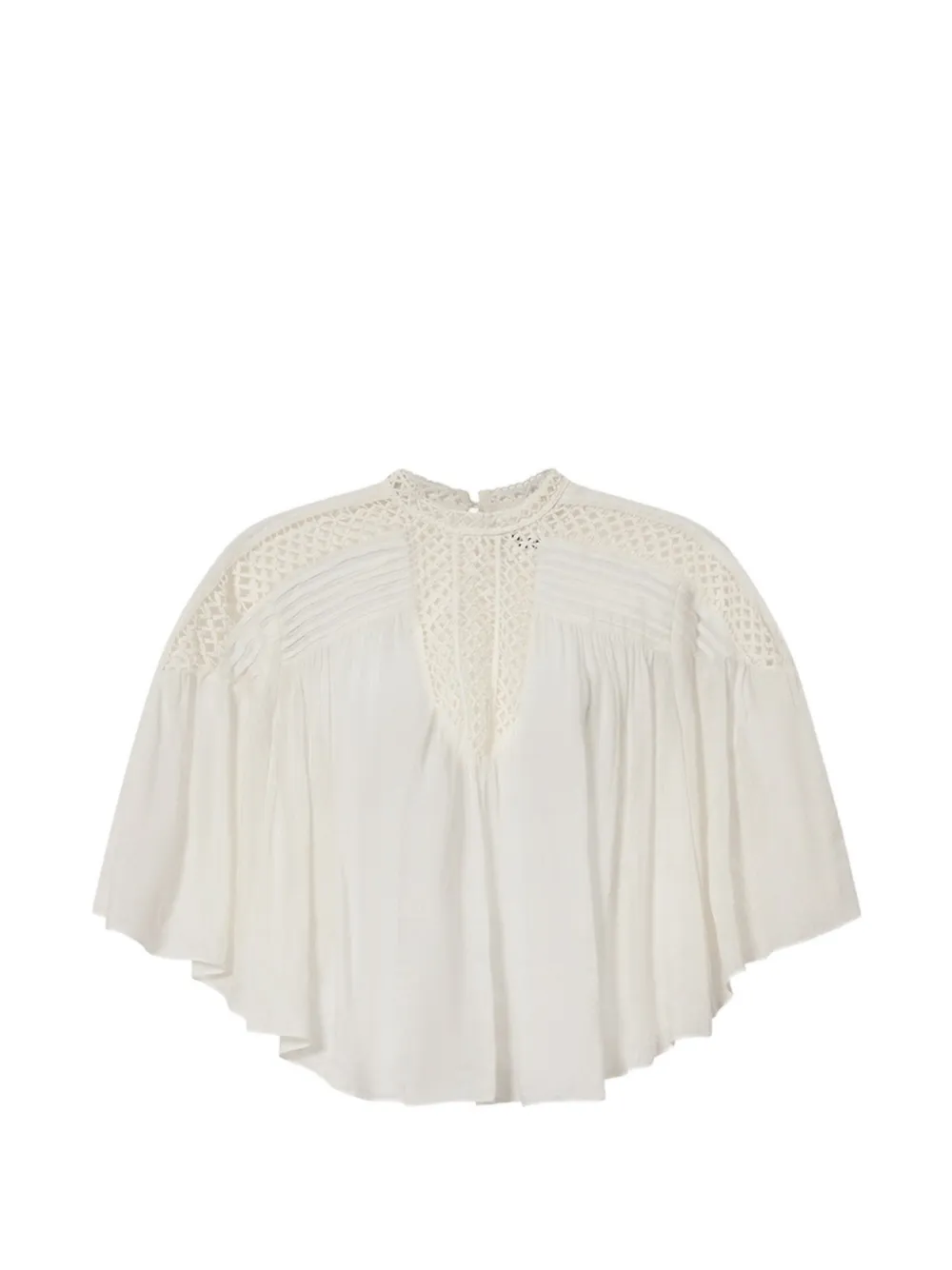MARANT ÉTOILE Parina crochet-trimmed pleated blouse - Bianco